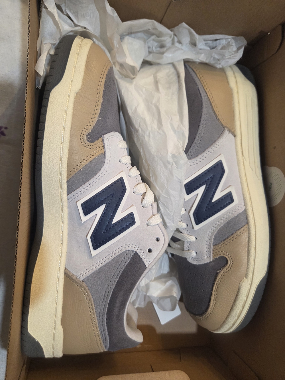 New Balance Men's Gray, Tan & Navy Lifestyle Sneakers